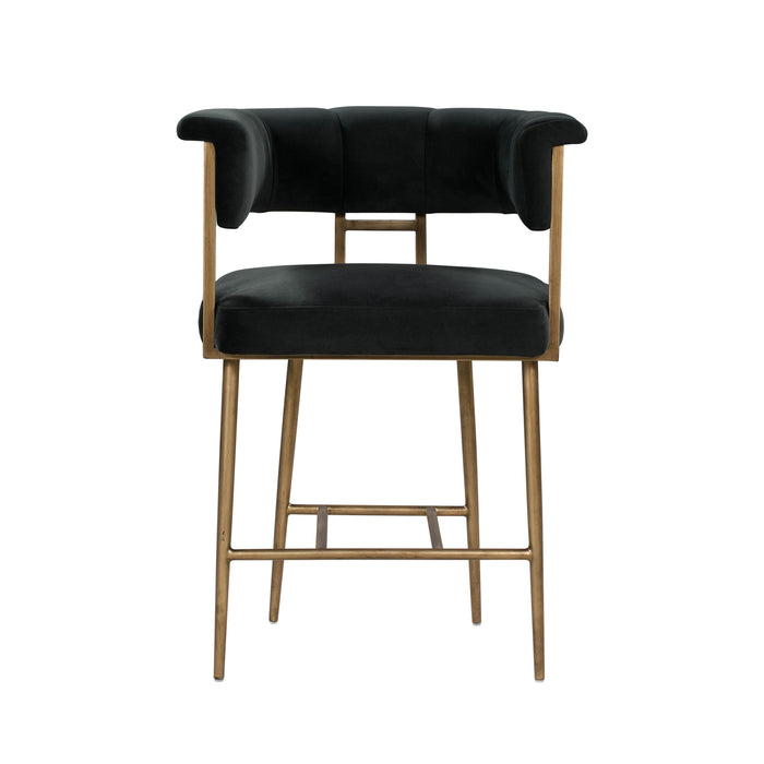 Astrid Grey Velvet Counter Stool - UK - Home And Beyond