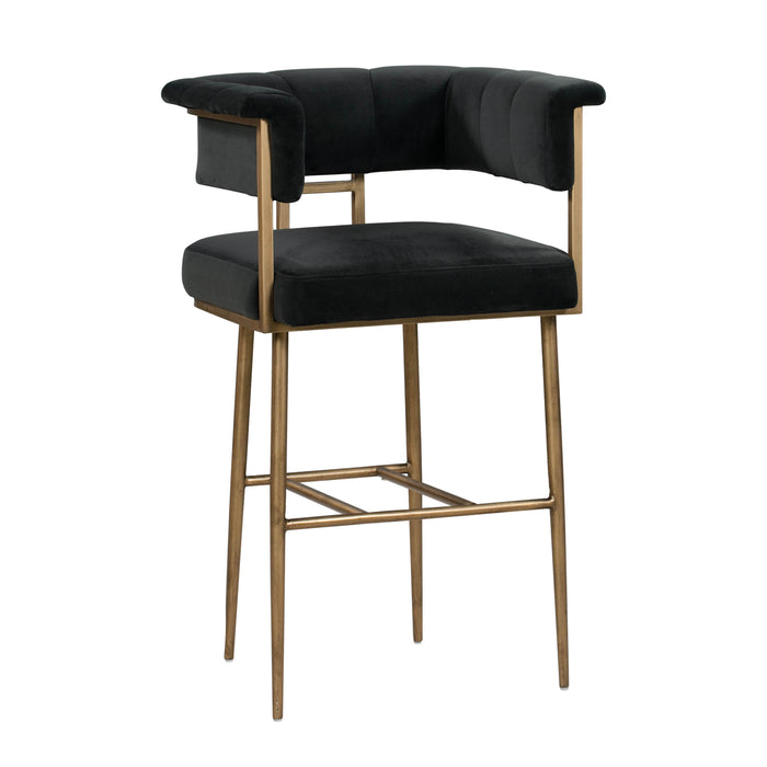Astrid Grey Velvet Bar Stool - UK - Home And Beyond