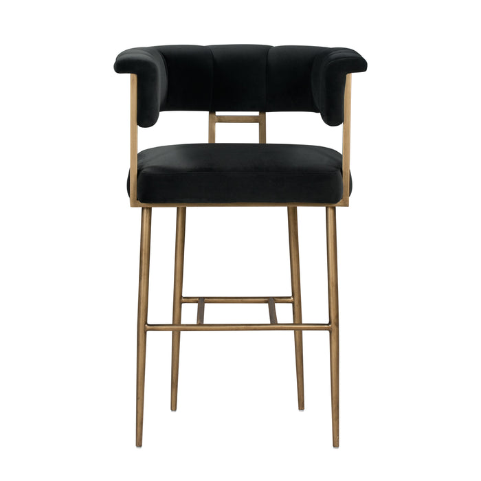 Astrid Grey Velvet Bar Stool - UK - Home And Beyond
