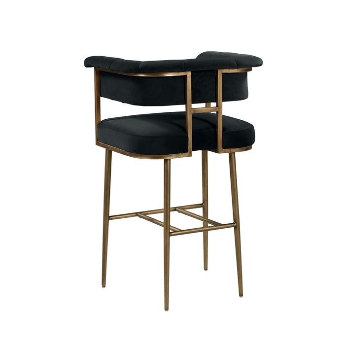 Astrid Grey Velvet Bar Stool - UK - Home And Beyond