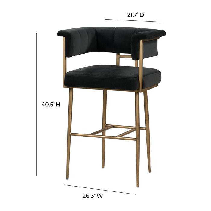 Astrid Grey Velvet Bar Stool - UK - Home And Beyond