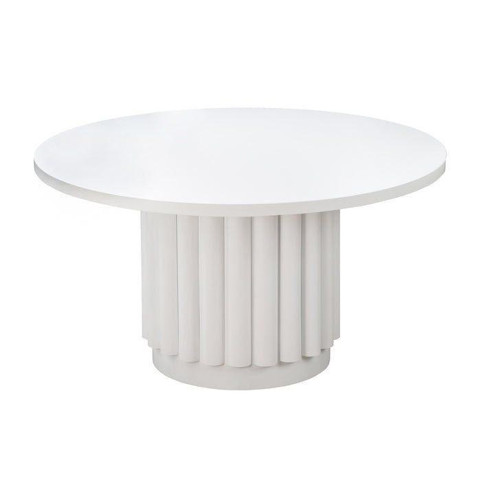 Kali 55 Inch White Round Dining Table - UK - Home And Beyond