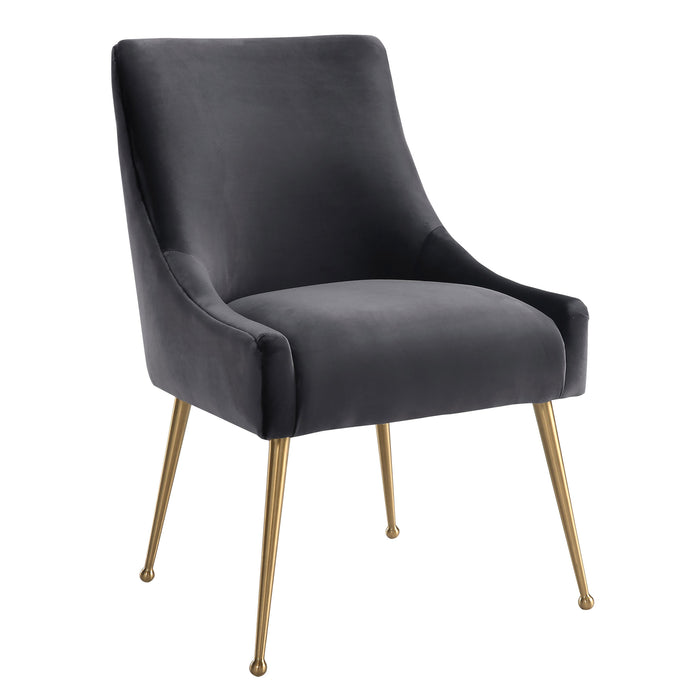 Beatrix Grey Velvet Side Chair - UK - Home And Beyond