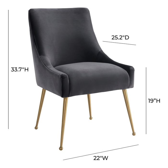 Beatrix Grey Velvet Side Chair - UK - Home And Beyond