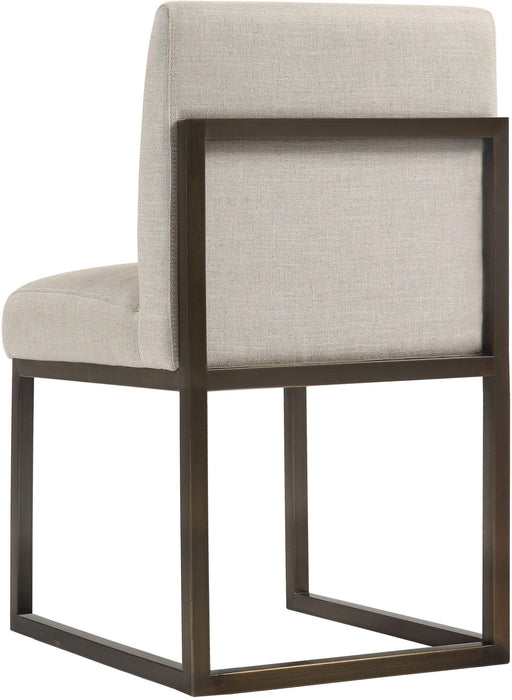 Haute Beige Linen Chair in Brass - UK - Home And Beyond
