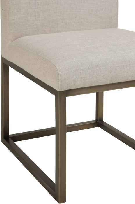 Haute Beige Linen Chair in Brass - UK - Home And Beyond