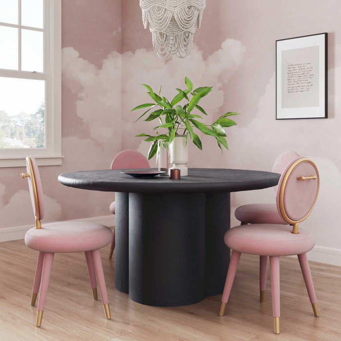 Elika Black Faux Plaster Round Dining Table - UK - Home And Beyond