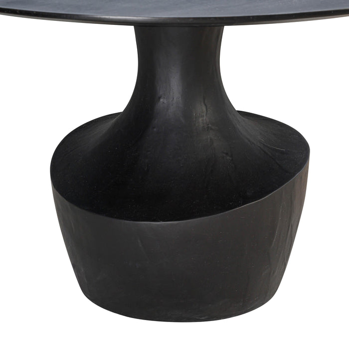 Gevra 54" Black Acacia &amp; Faux Plaster Round Dining Table