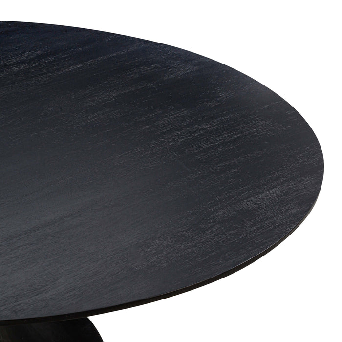 Gevra 54" Black Acacia &amp; Faux Plaster Round Dining Table