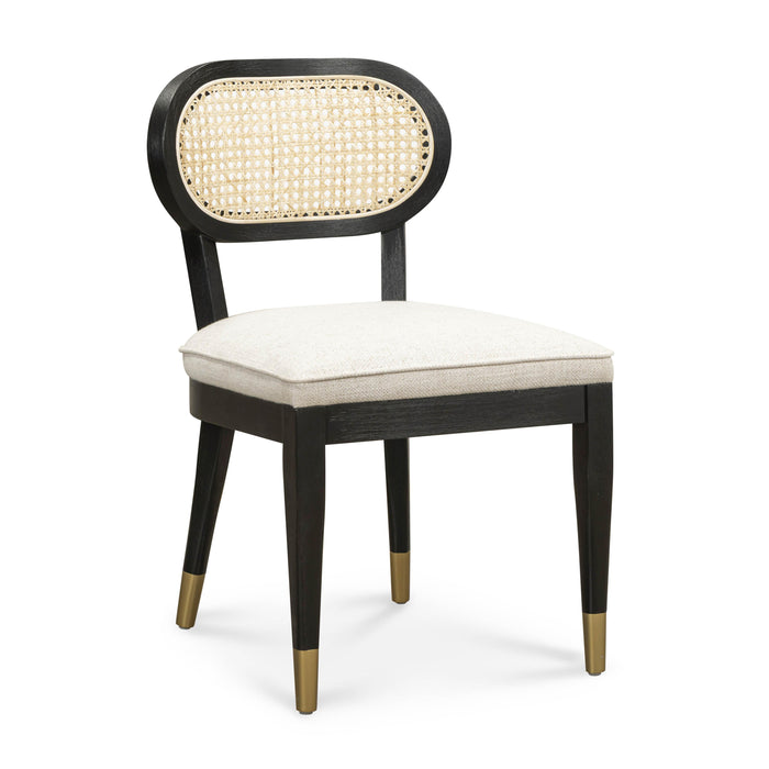 Cosette Black Dining Chair in Cream Performance Linen - Home And Beyond