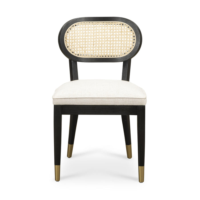 Cosette Black Dining Chair in Cream Performance Linen - Home And Beyond
