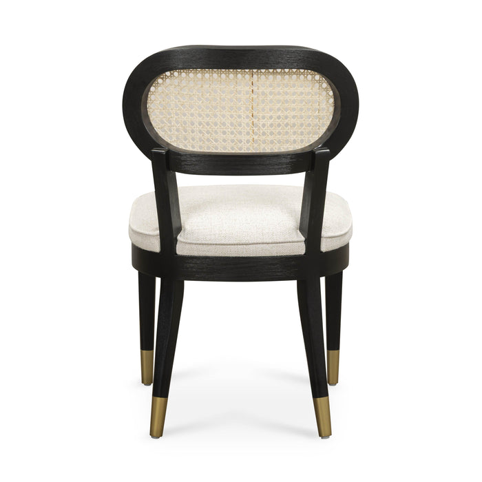 Cosette Black Dining Chair in Cream Performance Linen - Home And Beyond