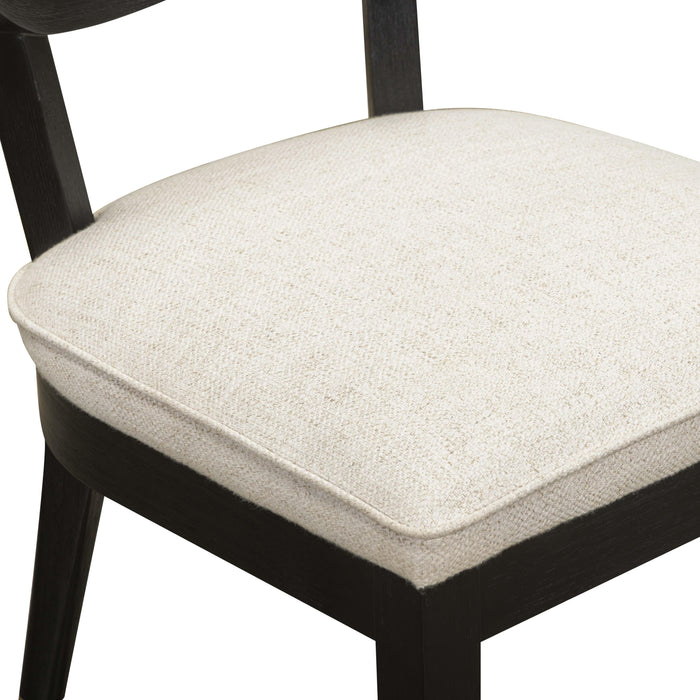 Cosette Black Dining Chair in Cream Performance Linen - Home And Beyond