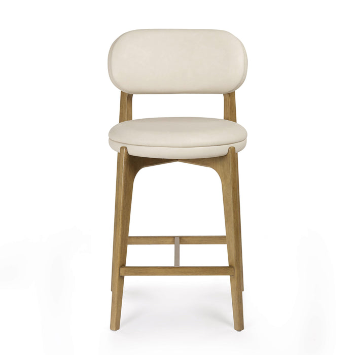 Carnation Cream Performance Vegan Leather Counter Stool - Home And Beyond