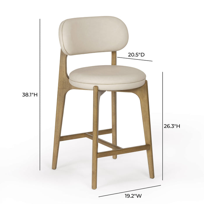 Carnation Cream Performance Vegan Leather Counter Stool - Home And Beyond