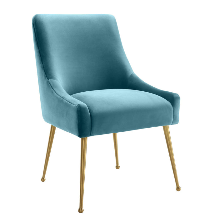 Beatrix Sea Blue Velvet Side Chair - UK - Home And Beyond