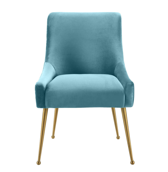 Beatrix Sea Blue Velvet Side Chair - UK - Home And Beyond