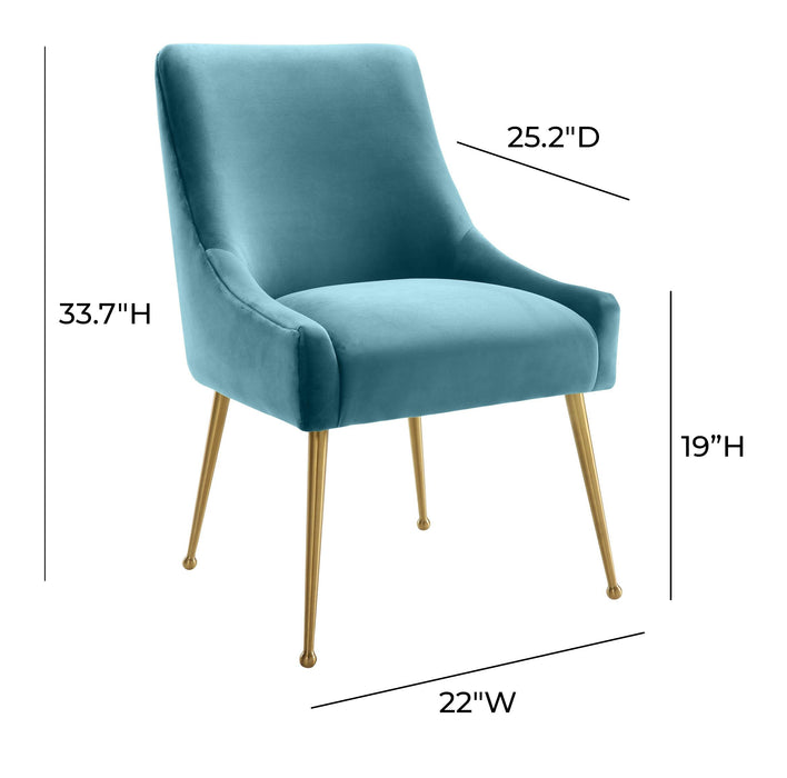 Beatrix Sea Blue Velvet Side Chair - UK - Home And Beyond