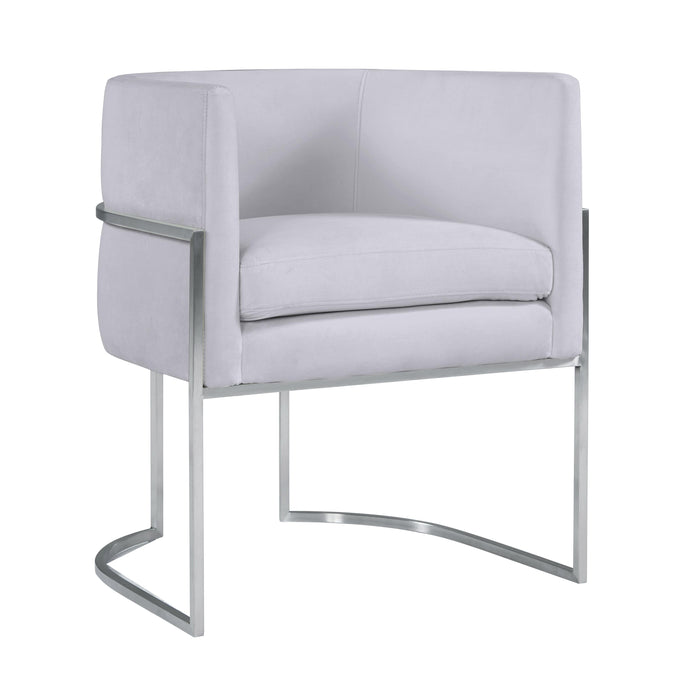Giselle Grey Velvet Dining Chair with Silver Leg - UK - Home And Beyond