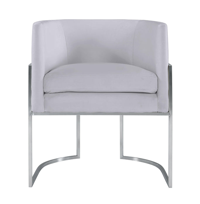 Giselle Grey Velvet Dining Chair with Silver Leg - UK - Home And Beyond