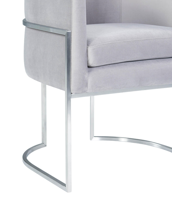 Giselle Grey Velvet Dining Chair with Silver Leg - UK - Home And Beyond