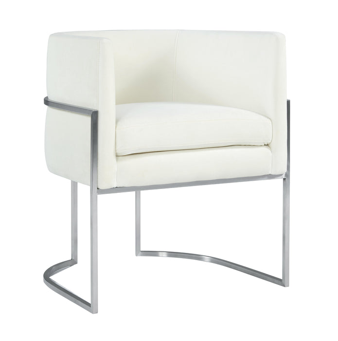Giselle Cream Velvet Dining Chair Silver Leg - UK - Home And Beyond