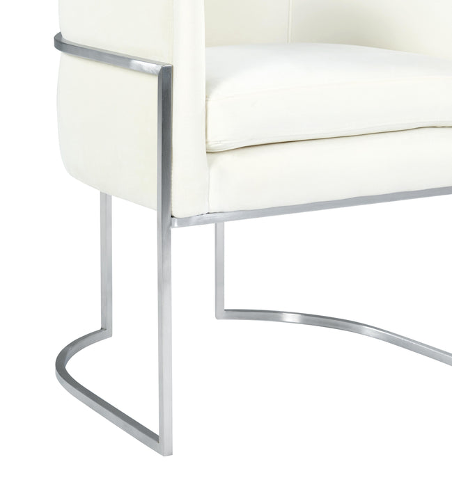 Giselle Cream Velvet Dining Chair Silver Leg - UK - Home And Beyond