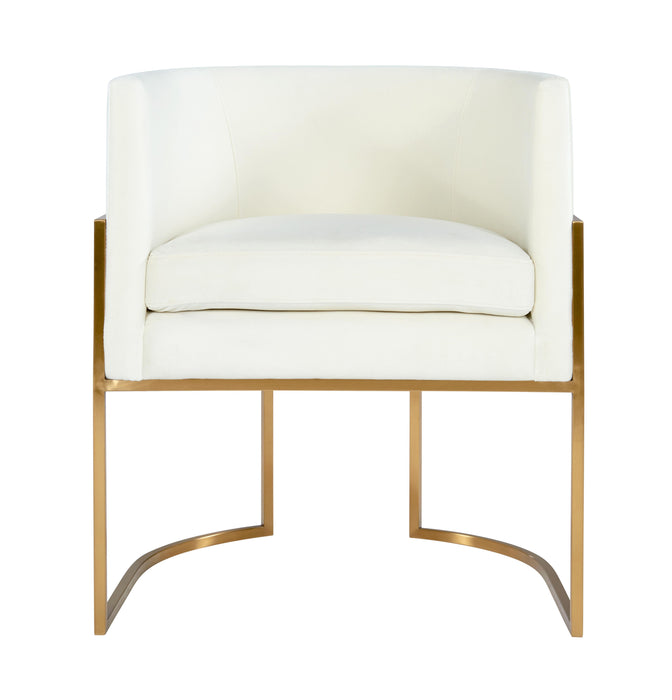Giselle Cream Velvet Dining Chair Gold Leg - UK - Home And Beyond