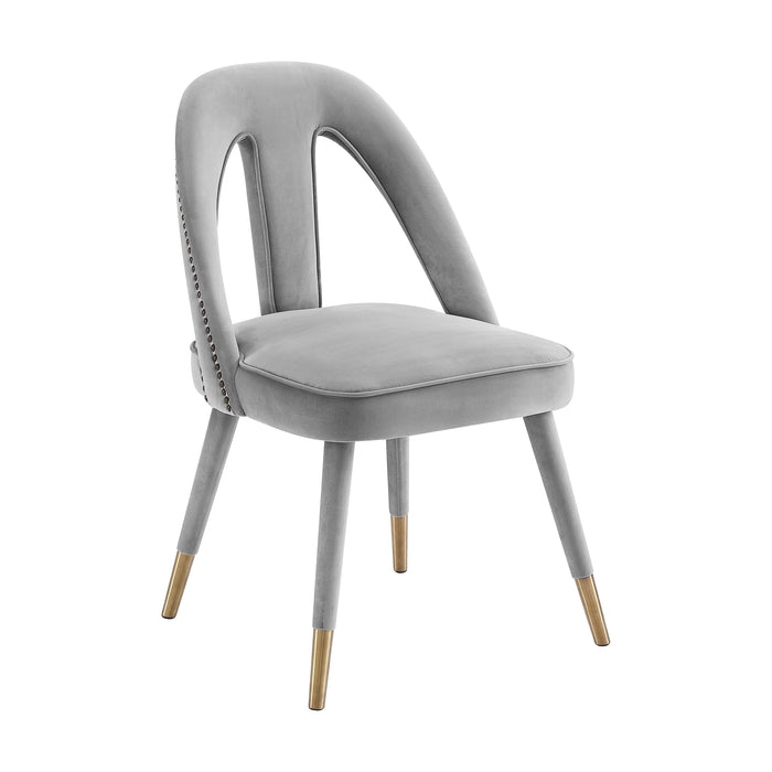 Petra Light Grey Velvet Side Chair - Home And Beyond