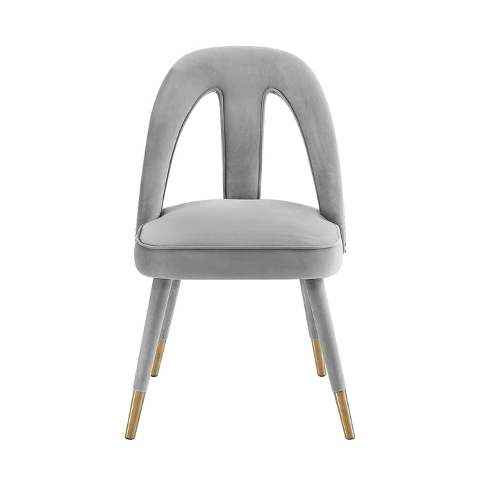Petra Light Grey Velvet Side Chair - Home And Beyond