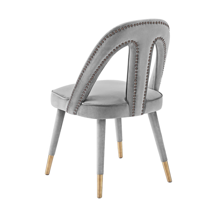 Petra Light Grey Velvet Side Chair - Home And Beyond