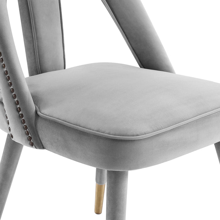 Petra Light Grey Velvet Side Chair - Home And Beyond