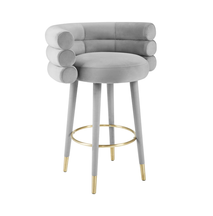 Betty Grey Velvet Barstool - UK - Home And Beyond