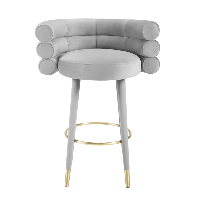 Betty Grey Velvet Barstool - UK - Home And Beyond