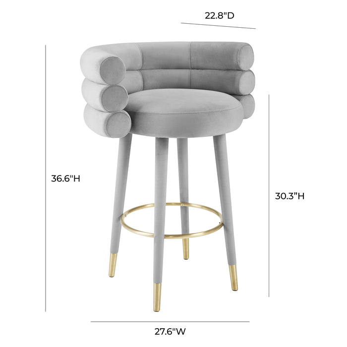 Betty Grey Velvet Barstool - UK - Home And Beyond