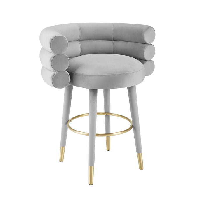Betty Grey Velvet Counter Stool - UK - Home And Beyond