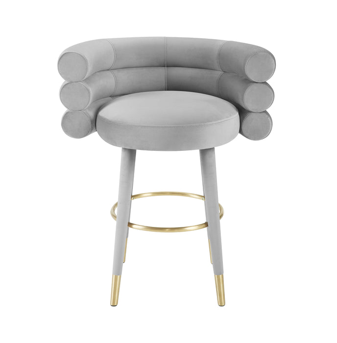 Betty Grey Velvet Counter Stool - UK - Home And Beyond