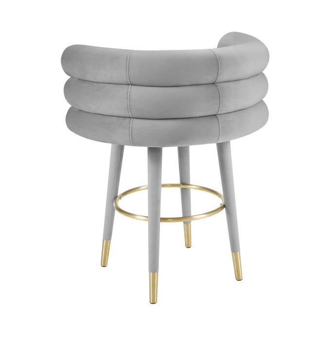 Betty Grey Velvet Counter Stool - UK - Home And Beyond