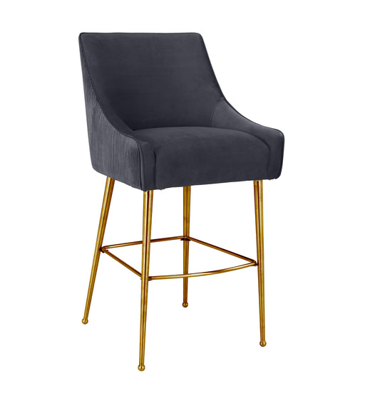 Beatrix Pleated Dark Grey Velvet Bar Stool image