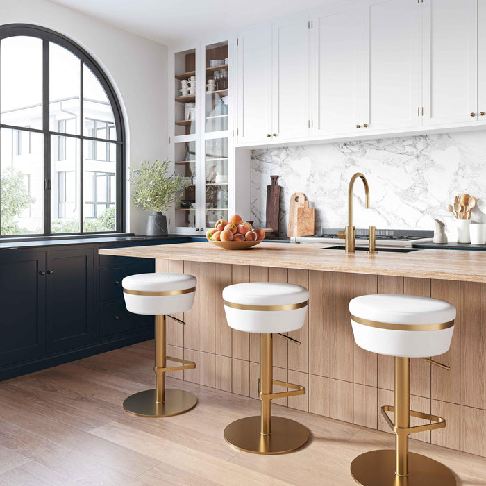 Astro White and Gold Adjustable Stool - UK - Home And Beyond