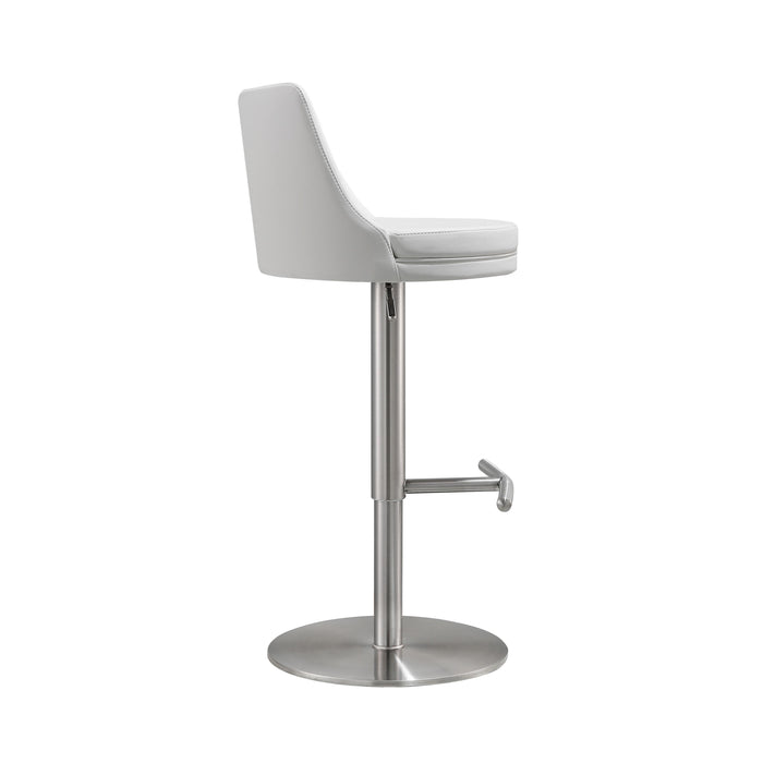 Reagan White and Silver Adjustable Stool - UK - Home And Beyond