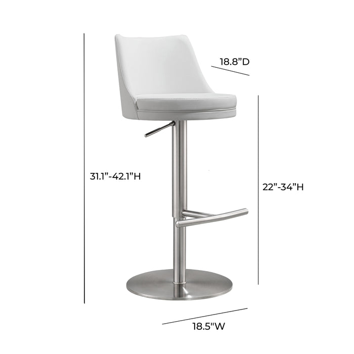 Reagan White and Silver Adjustable Stool - UK - Home And Beyond