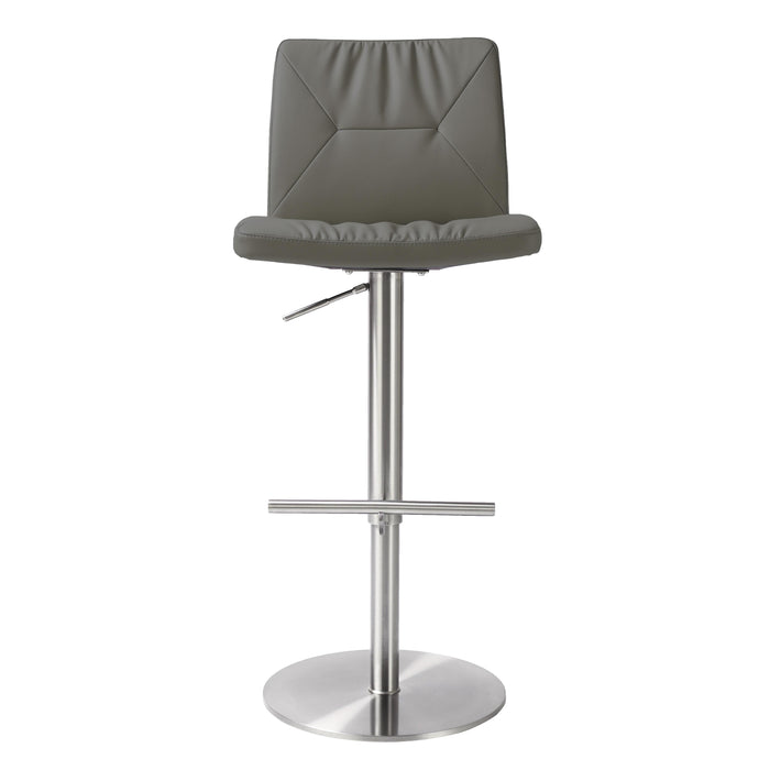 Paddy Dark Grey Vegan Leather on Silver Adjustable Stool - UK - Home And Beyond