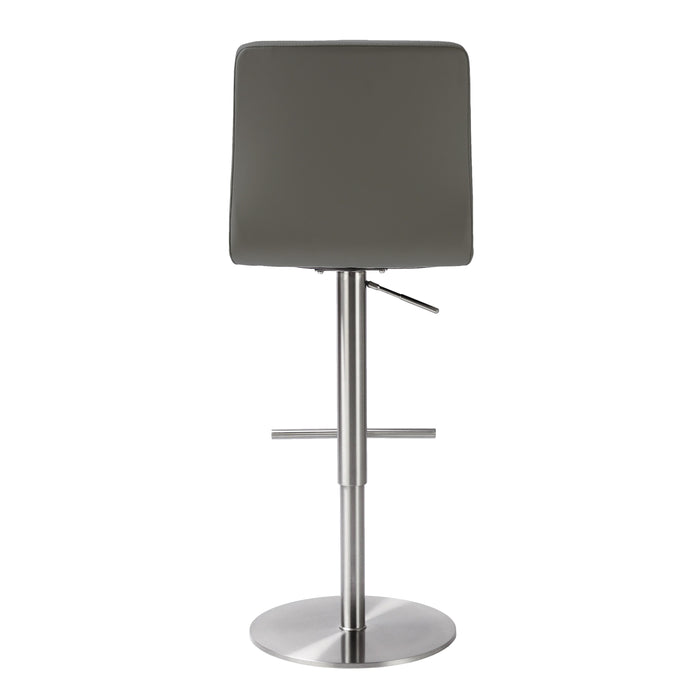Paddy Dark Grey Vegan Leather on Silver Adjustable Stool - UK - Home And Beyond