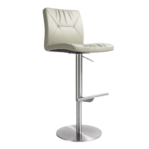 Paddy Light Grey Vegan Leather on Silver Adjustable Stool - UK - Home And Beyond