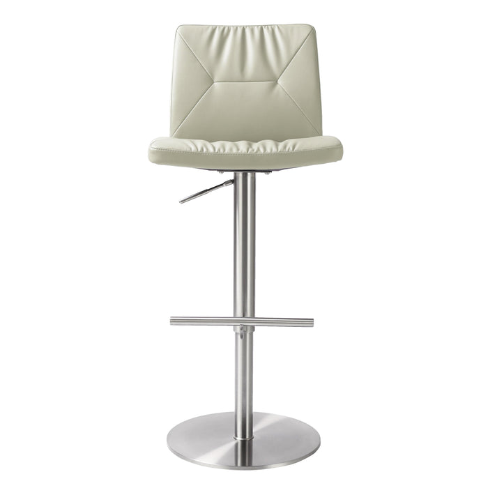 Paddy Light Grey Vegan Leather on Silver Adjustable Stool - UK - Home And Beyond