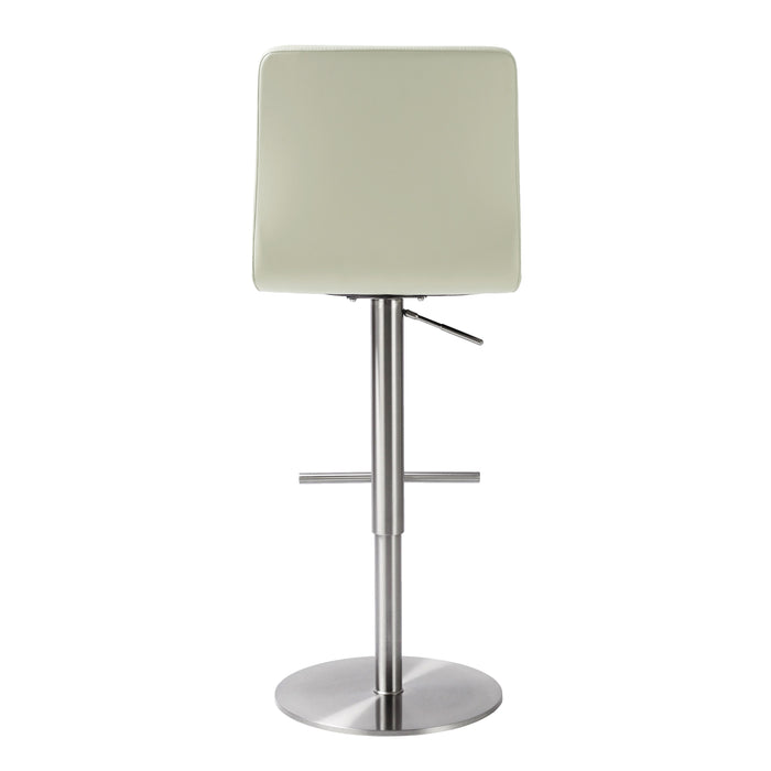 Paddy Light Grey Vegan Leather on Silver Adjustable Stool - UK - Home And Beyond
