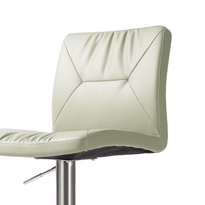 Paddy Light Grey Vegan Leather on Silver Adjustable Stool - UK - Home And Beyond
