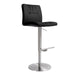 Paddy Black Vegan Leather on Silver Adjustable Stool - UK - Home And Beyond