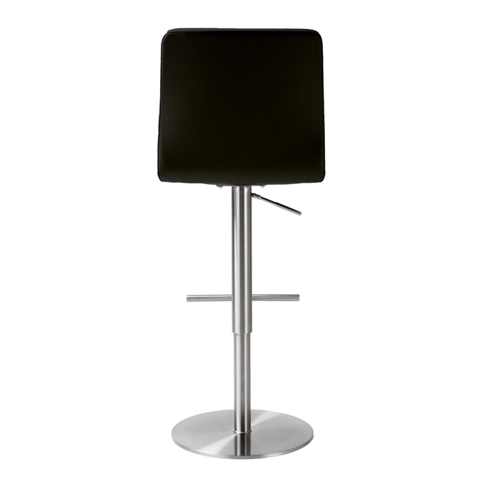 Paddy Black Vegan Leather on Silver Adjustable Stool - UK - Home And Beyond